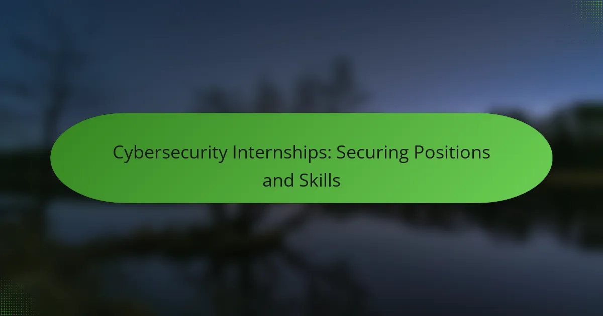 Cybersecurity Internships: Securing Positions and Skills