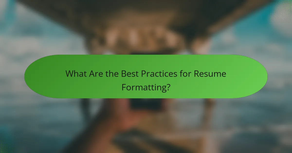 What Are the Best Practices for Resume Formatting?