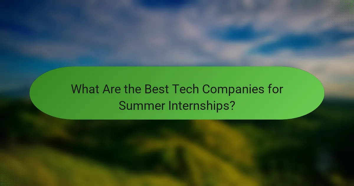 What Are the Best Tech Companies for Summer Internships?
