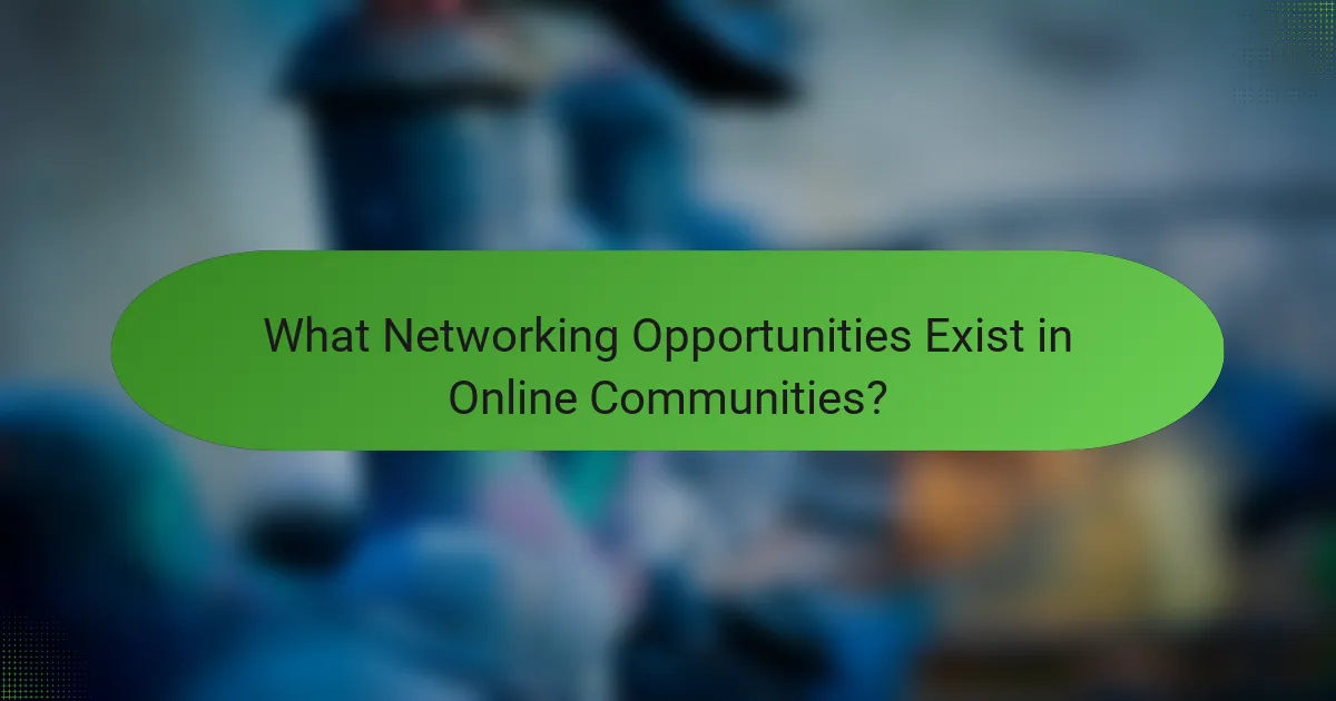 What Networking Opportunities Exist in Online Communities?